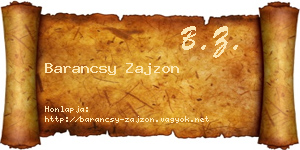 Barancsy Zajzon névjegykártya
